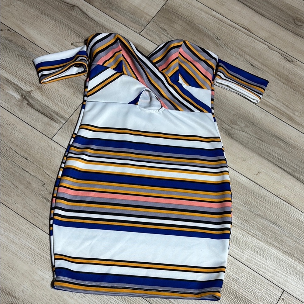 Privy White and Blue Bodycon Dress Sweetheart Neckline